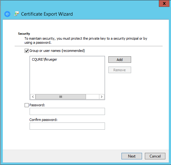Exporting the certificate 2